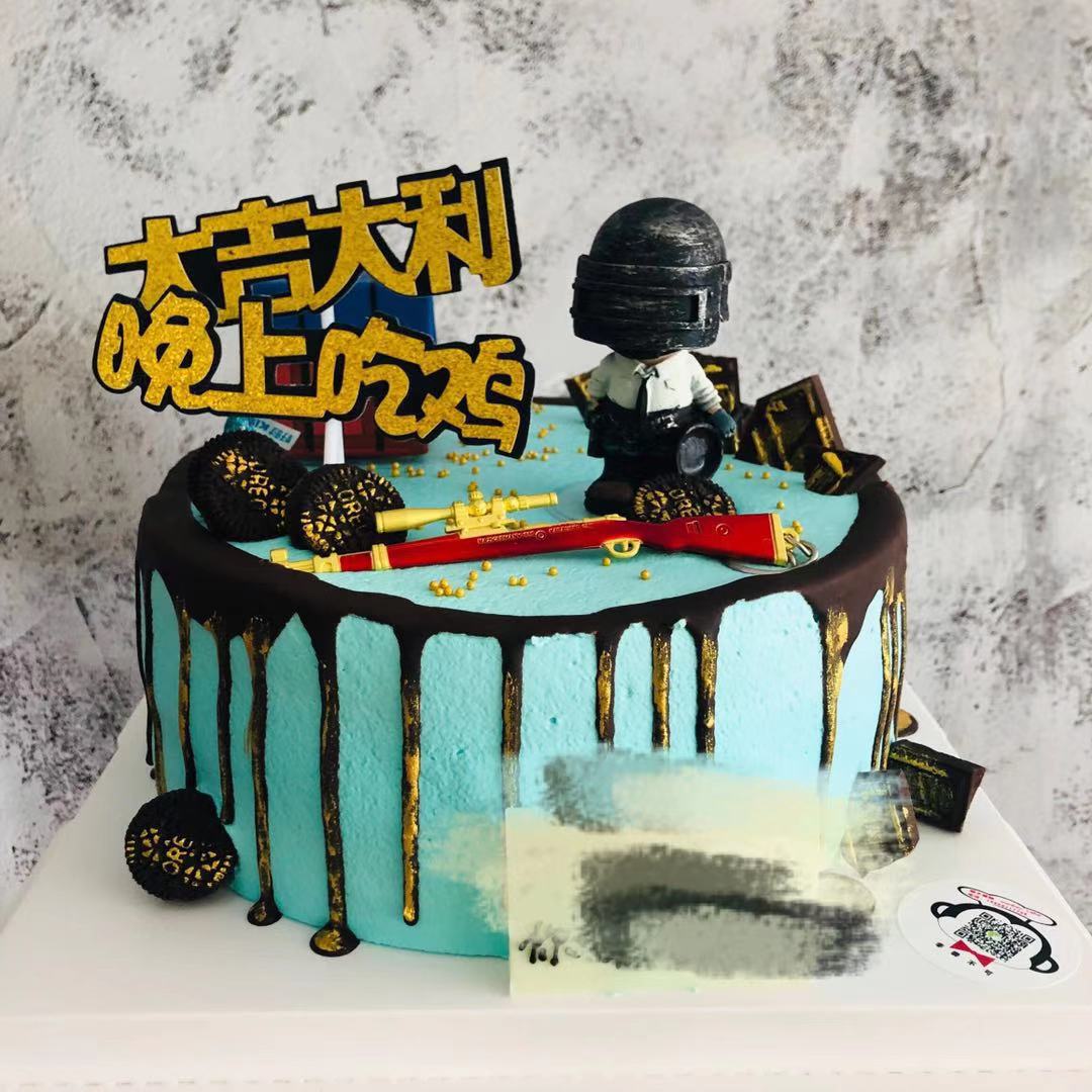 杭州新款吃鸡荣耀游戏男士生日蛋糕同城配送新鲜新鲜生日蛋糕