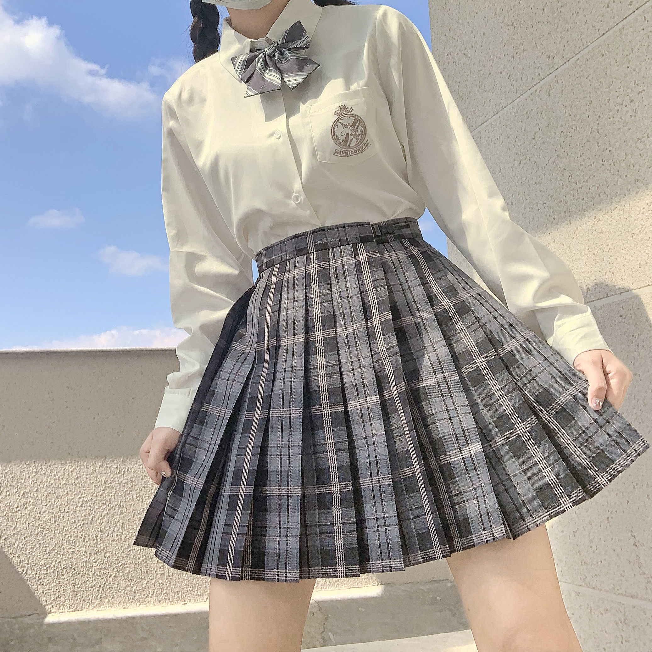 一米米六工作室独角兽jk刺绣长袖衬衫内搭dk学生校服