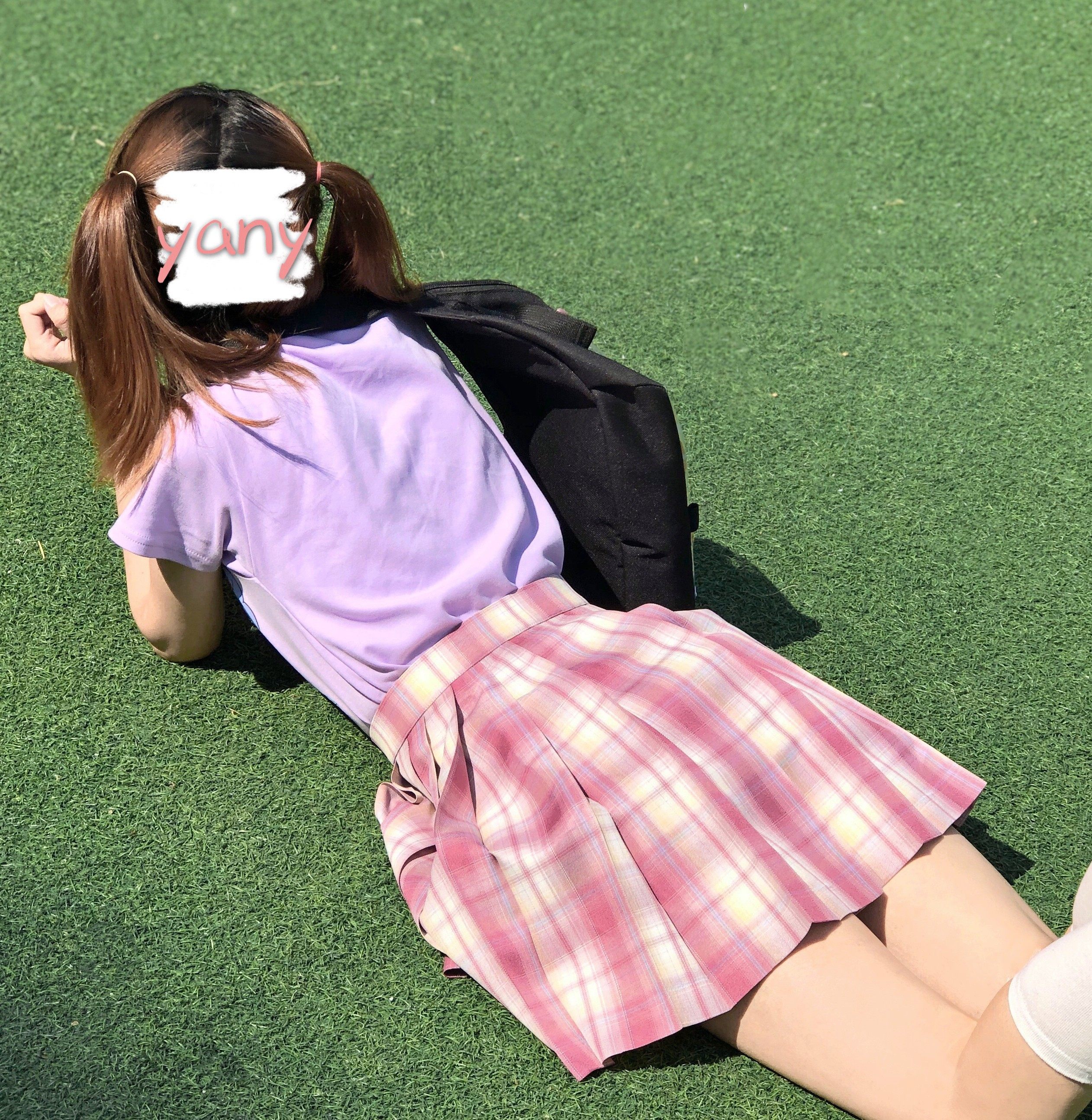 一米米六工作室爱神原创粉色jk格子短裙39cm半身裙