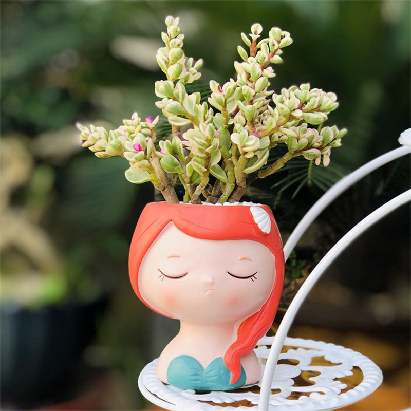 多肉盆栽创意可爱少女心花花盆人物人像卡通花盆