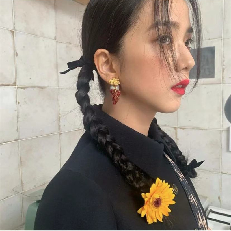 jisoo金智秀同款丝绒蝴蝶结简约麻花辫发夹夹发日韩发饰