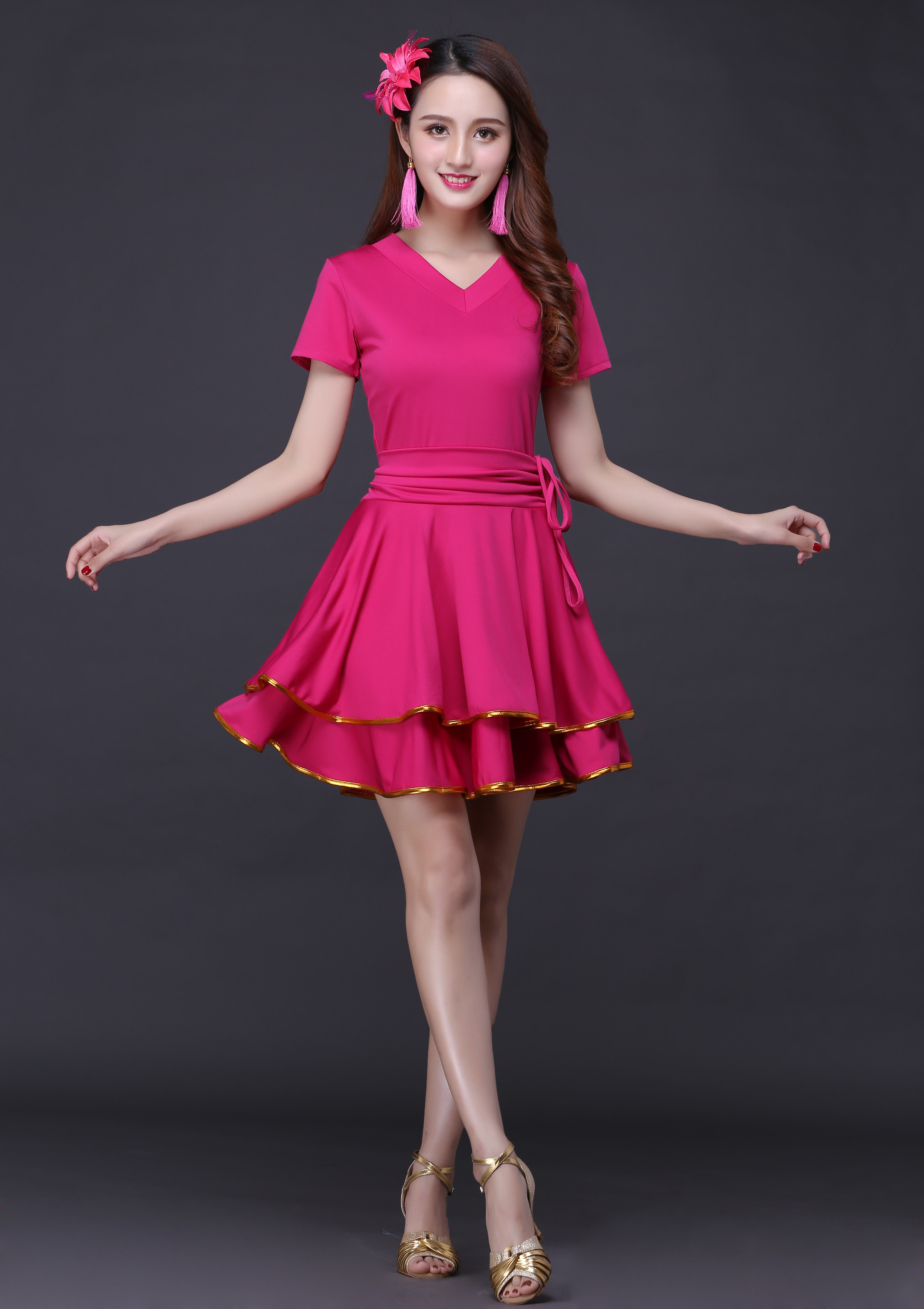 时尚女装2020广场舞服装新款套装短袖大摆裙大码跳舞表演出春夏女