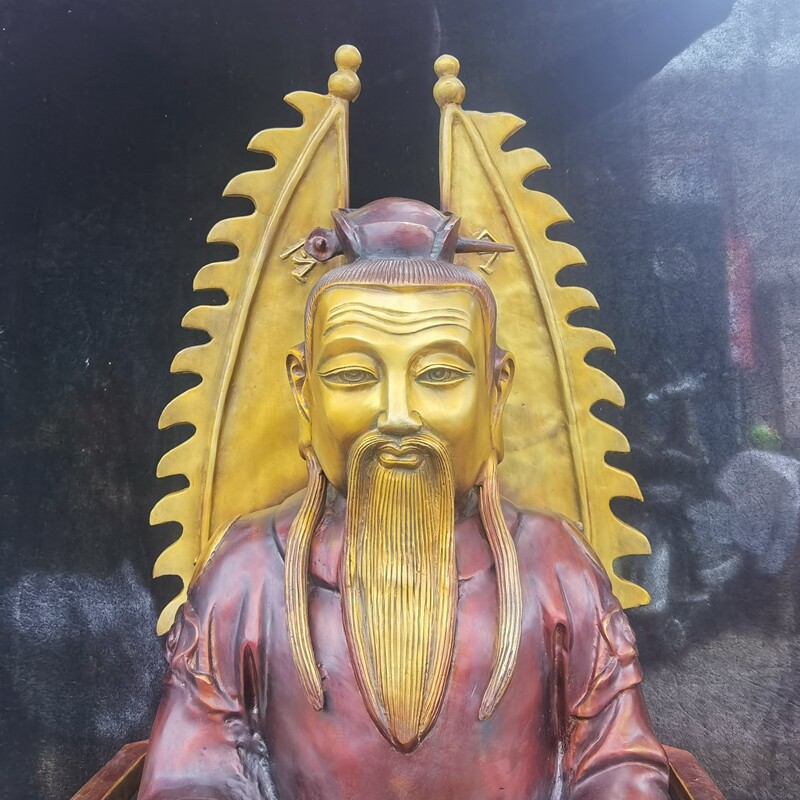 老祖纯铜鸿钧神像道教摆件洪君大号复古陆压道摆件