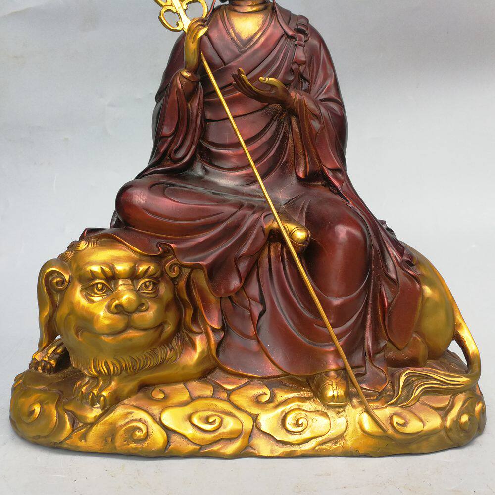 地藏王菩佛像纯铜菩萨坐像唐三藏三藏神像谛听摆件