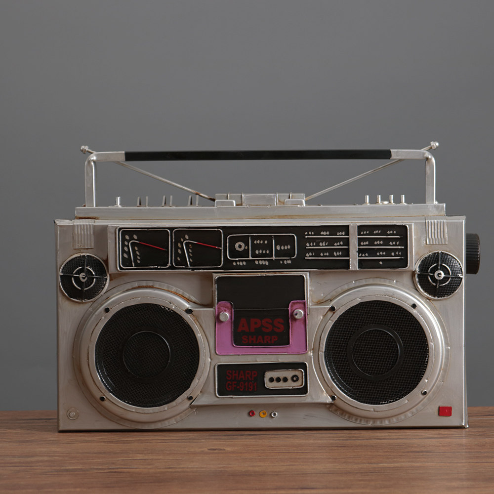 复古老式收音机模型摆件铁艺录音机摄影拍照道具摆件