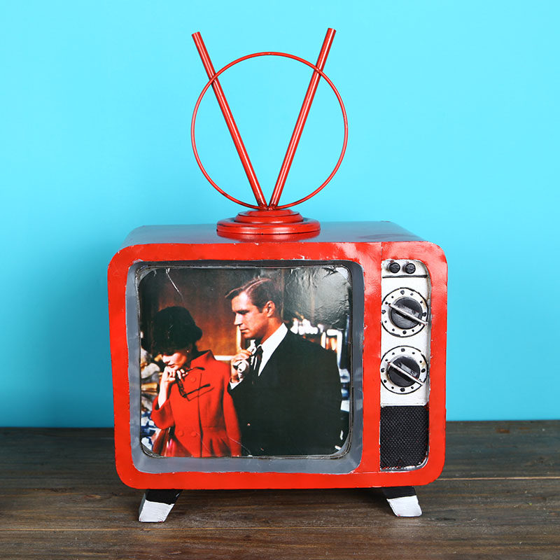 摆件复古电视机模型80年代物件摄影道具黑白电视机酒吧摆件