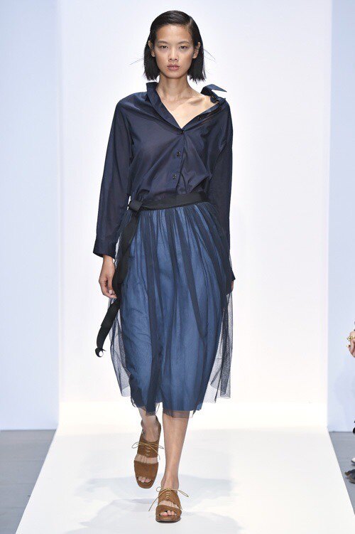 现货mhlmargarethowell亚麻半裙纱裙mhl双层走秀款半身裙