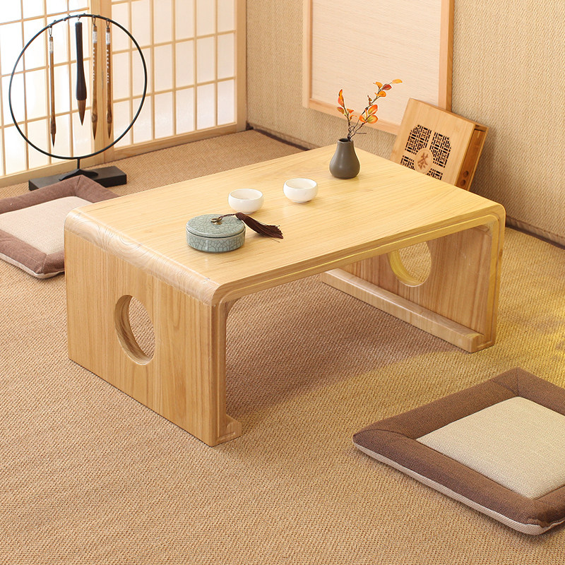 日式榻榻米桌子实木飘窗茶几禅式茶桌矮桌坐地和室几桌