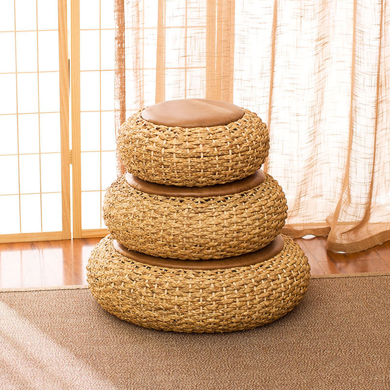 日式榻榻米坐垫藤编蒲团家用茶道草编环保加厚蒲团