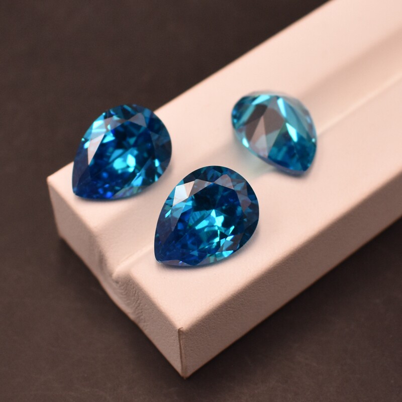 深海蓝宝石梨形瑞士海蓝锆石裸石原石水滴异形其他