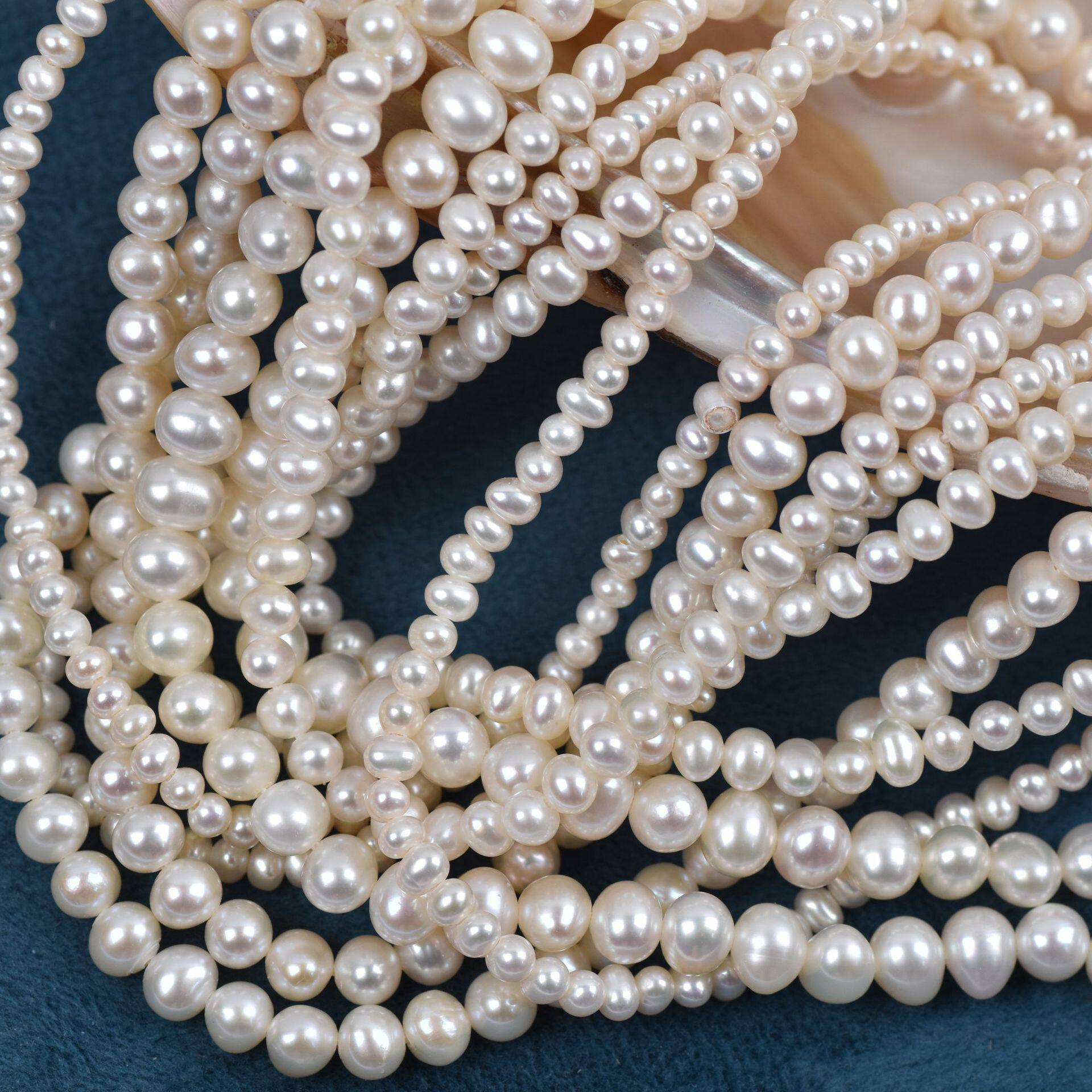 天然淡水珍珠散珠2555mm强光无瑕鸡蛋冲头小珍珠珠宝奇石