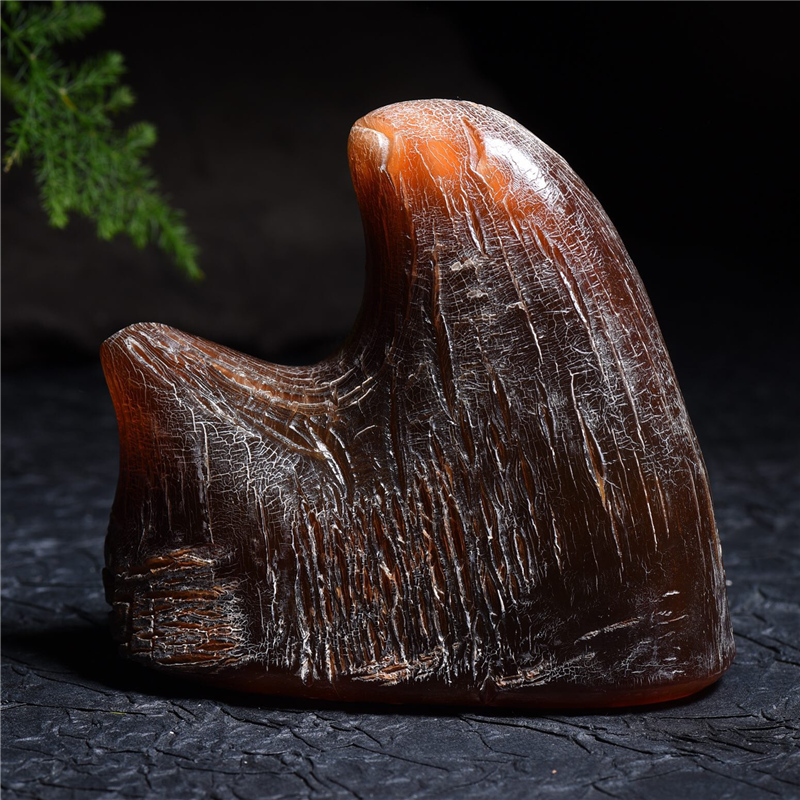 天然老料牦牛牛角整角摆件手把件男手玩件养生摆件