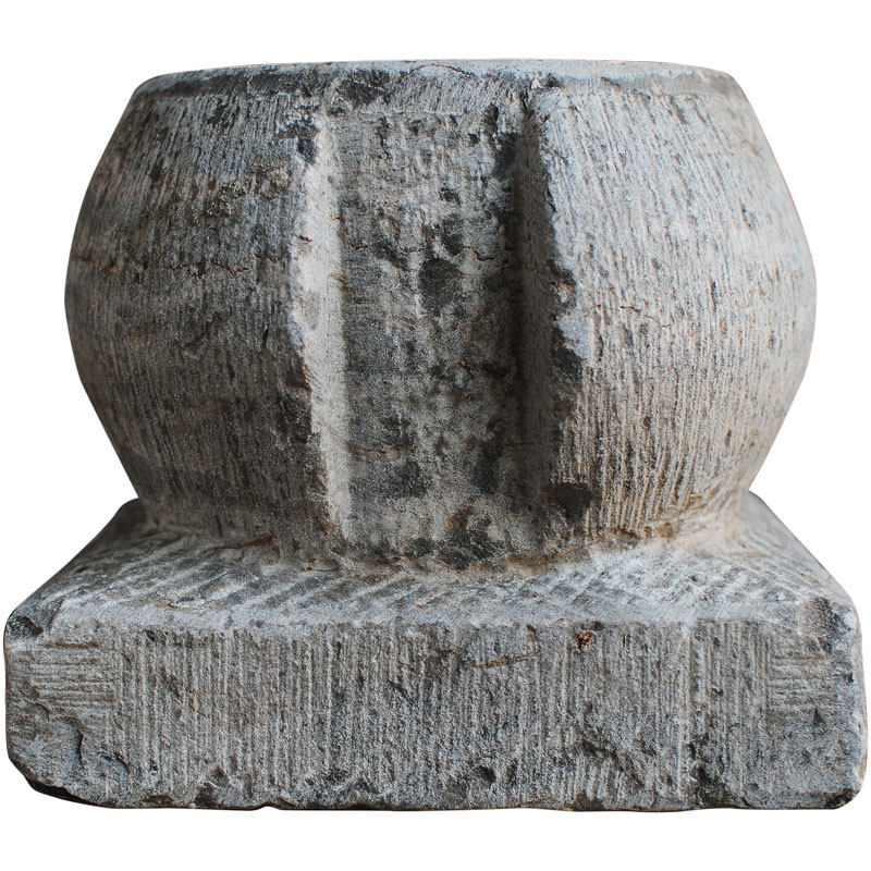 底座老圆墩子子石石鼓石盘柱脚石圆形花架石香插石雕