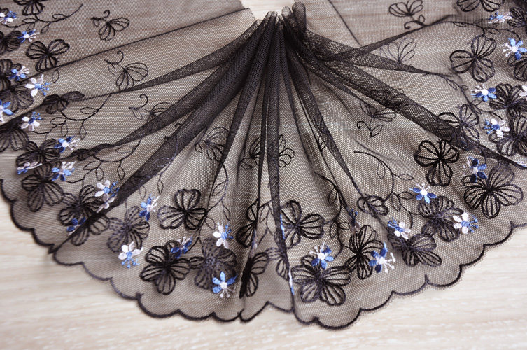 黑色裙边花边蕾丝花蕾丝装饰礼服头巾宽网衣裙花边