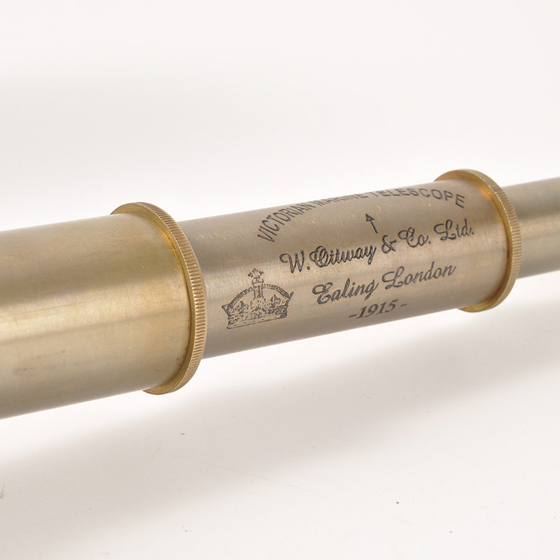 进口欧洲复古摆件黄铜纯铜单筒伸缩望远镜西洋普通望远镜