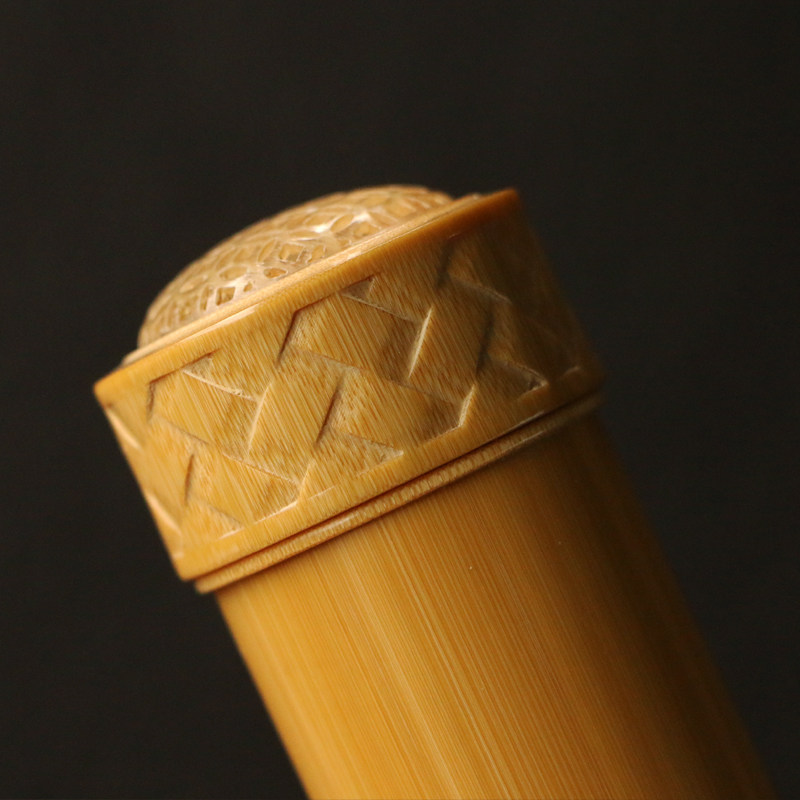 沪上件鸣文玩竹器竹蛉筒金钟海派牛角白牛角玉竹竹编