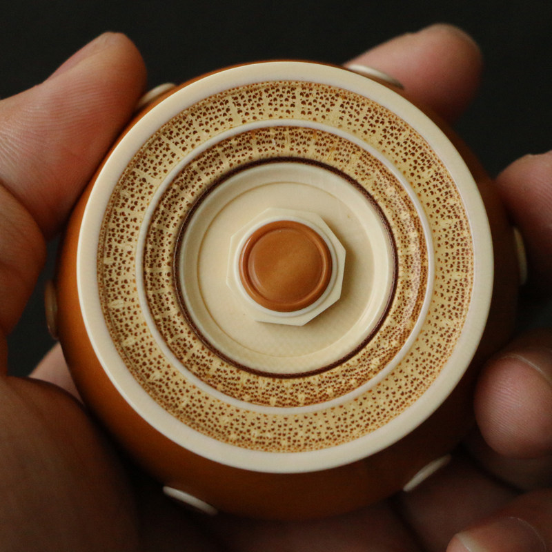 沪上海派精工制作猛犸牙鸣器具文玩葫芦万体竹编