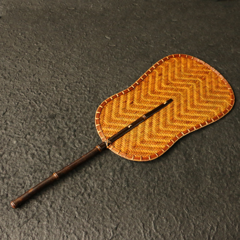 手工精工制作竹篾编织竹制手柄大漆工艺复古茶道