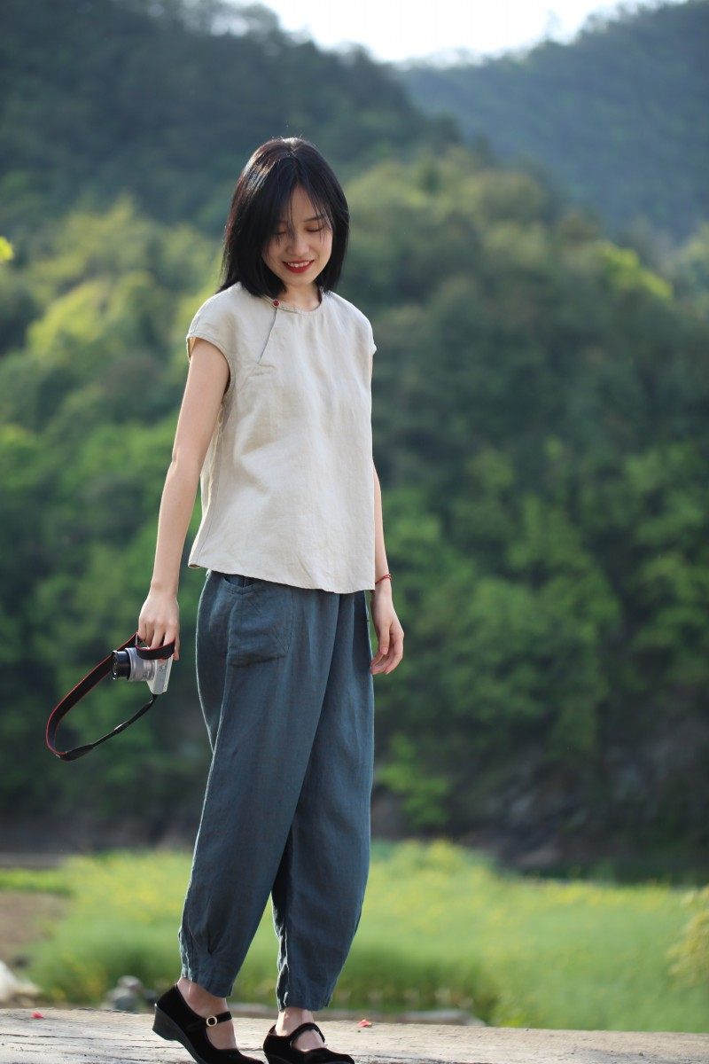 da_zhuo ] 天使爱美丽 .苎麻半袖衬衫小布衫 60519