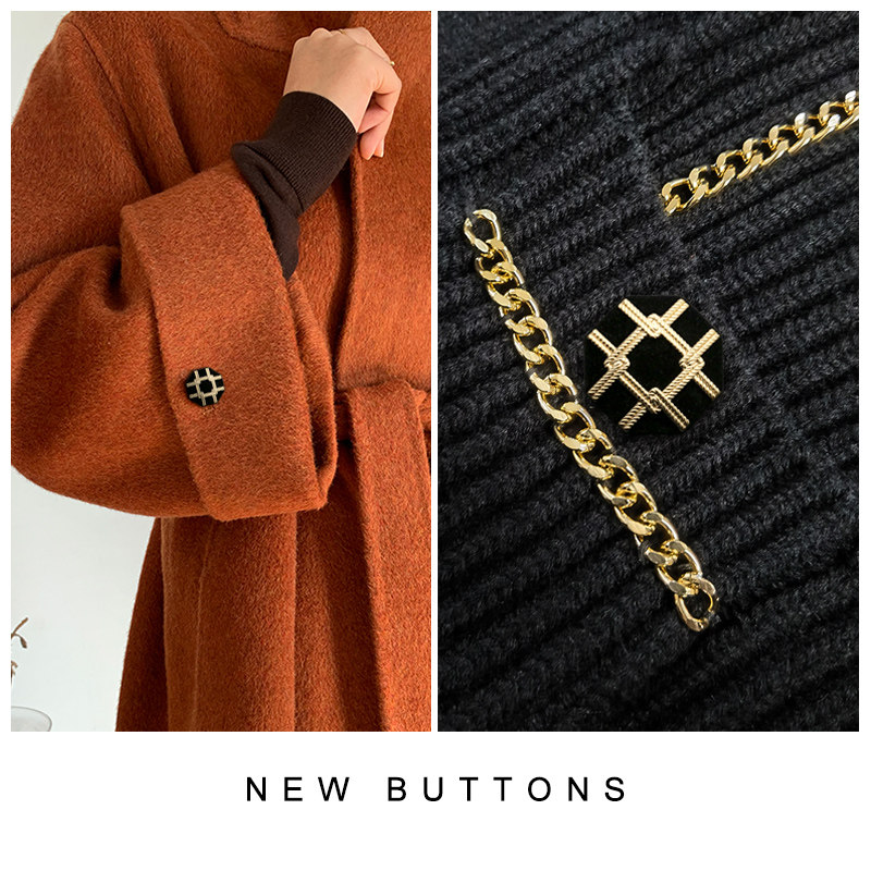扣子设计羊绒大衣高档女扣男休闲西装时尚黑色纽扣