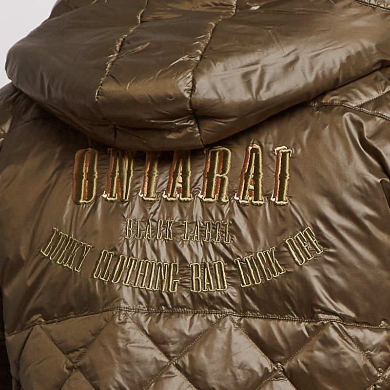 oniarai/鬼洗假两件配色男士冬季外套 拼接连帽潮款b34073