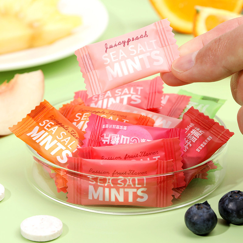 海盐薄荷糖含维糖果清新口气陈皮话梅清凉含片传统糖果