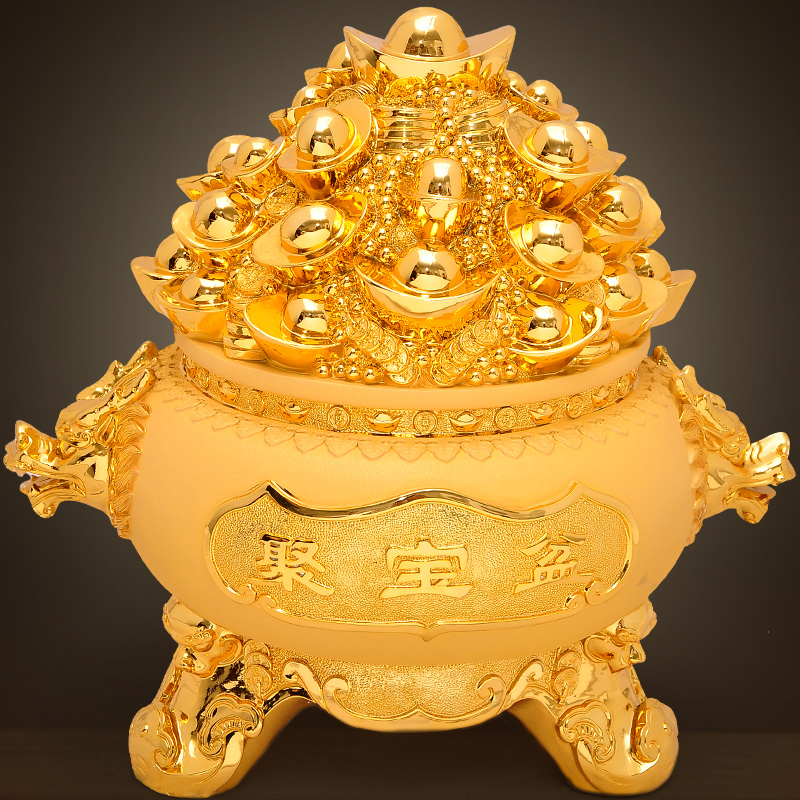 聚宝盆摆件客厅装饰品办公室风水招财新房聚宝店铺摆件