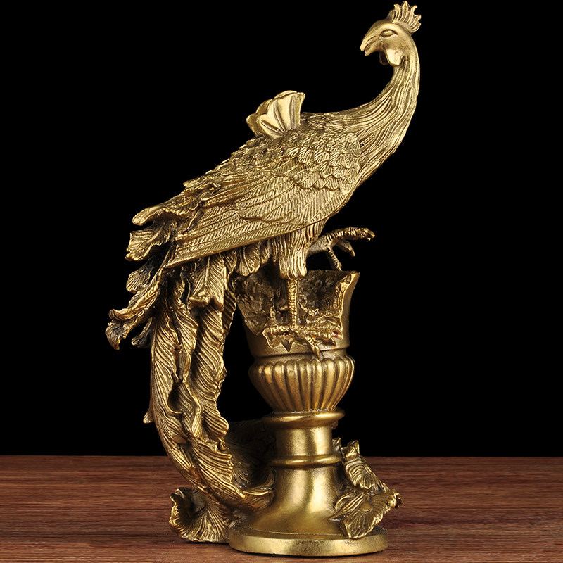 全铜凤凰摆件风水招财工艺品家居客厅酒柜玄关装饰摆件
