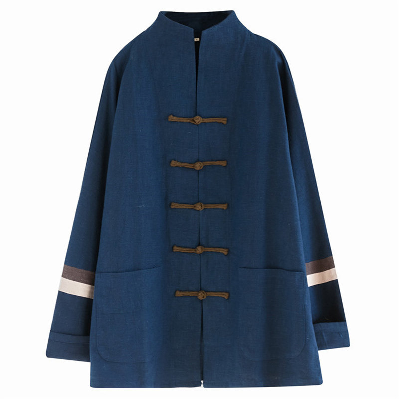 2021春秋民族新款原创亚麻盘扣长袖中国国风唐装