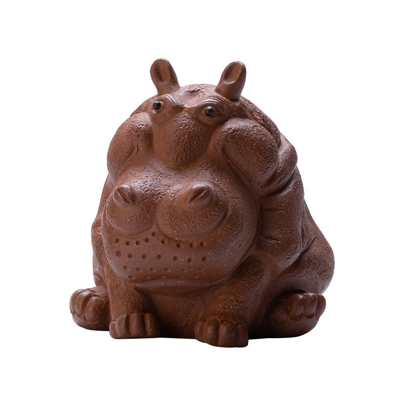 容山堂原矿段泥手工紫砂河马茶宠摆件可养功夫茶道