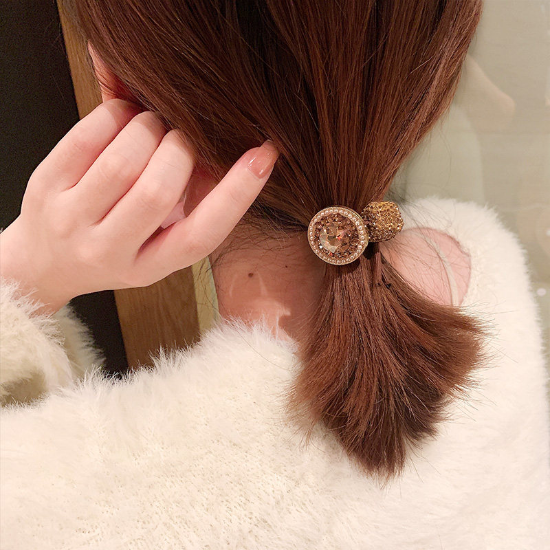 ins气质质超水钻头绳2021年新款韩国甜美珍珠发饰