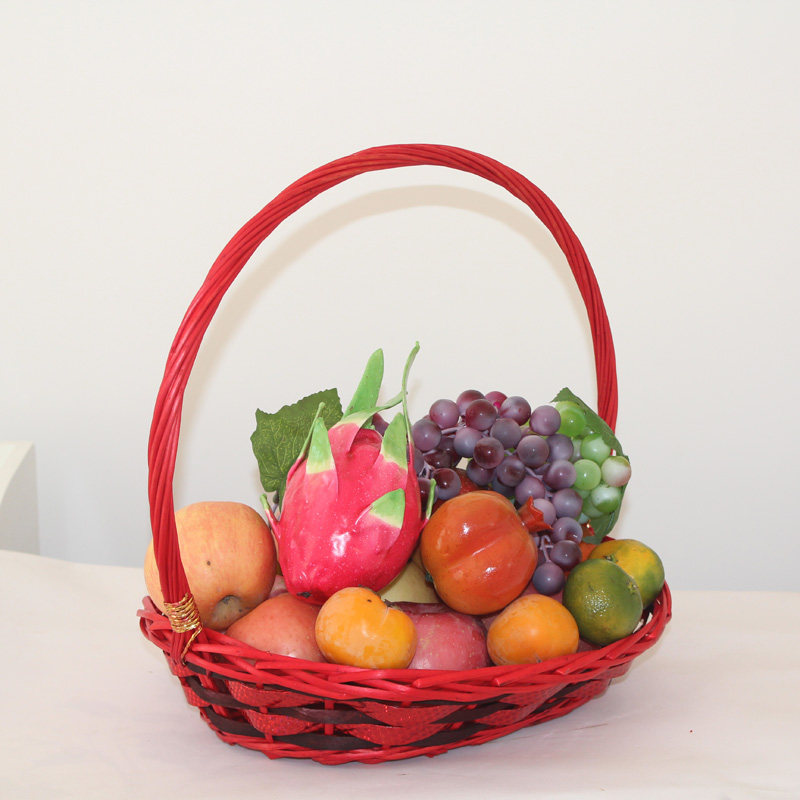 柳编水果篮手提礼品超市家居藤编花篮精品果篮购物篮