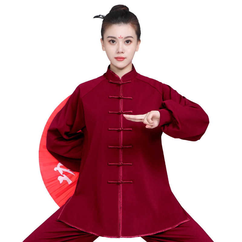 2022新款秋冬加绒太极服女牛奶丝加武术表演太极服