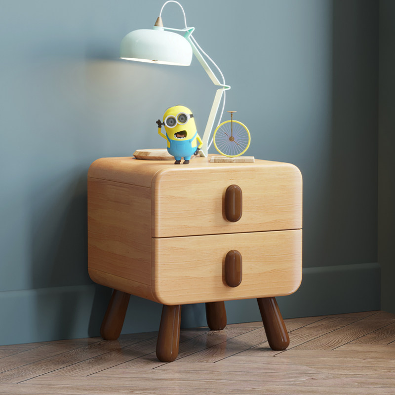 床头柜柜子实木儿童小床可爱床边储物柜安装卧室床头柜