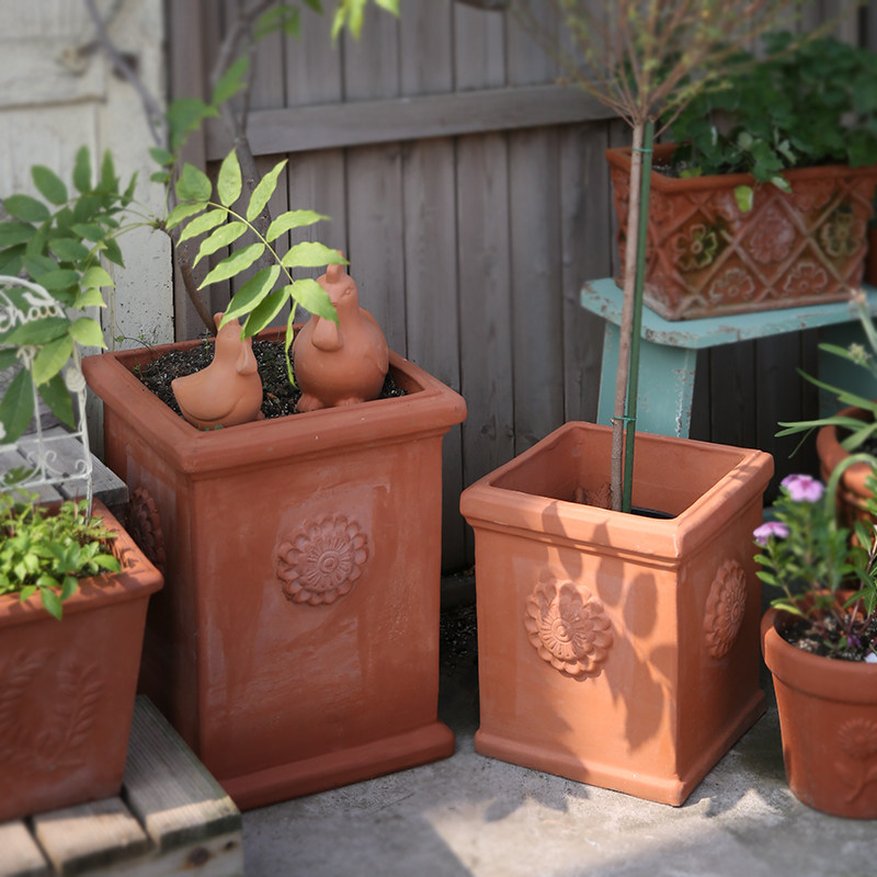 方口直爱上花园罗马底座粗制红陶花盆器陶盆陶缸花盆