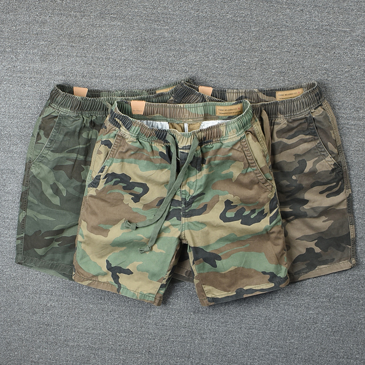 迷彩短裤三分四分裤男潮男夏季宽松直筒休闲纯棉3分4分裤潮超短裤