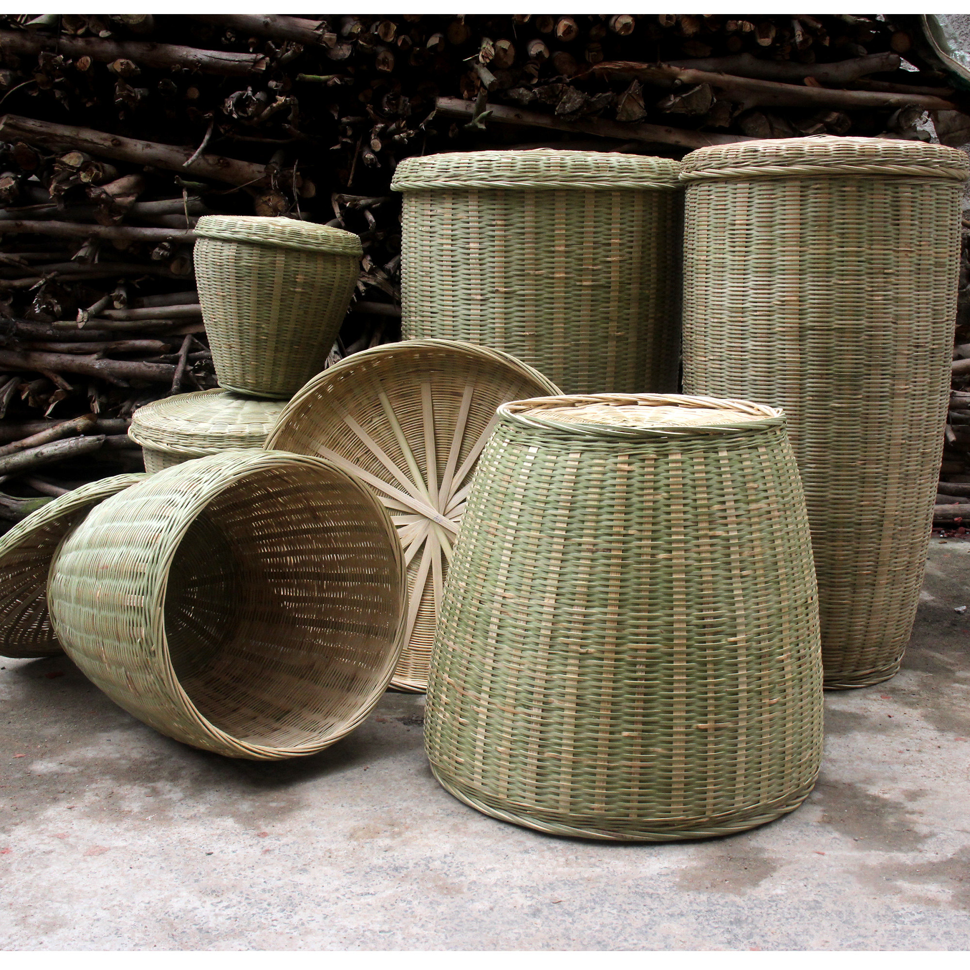 竹筐收纳竹编茶叶大号超市展示果园水果干货竹编