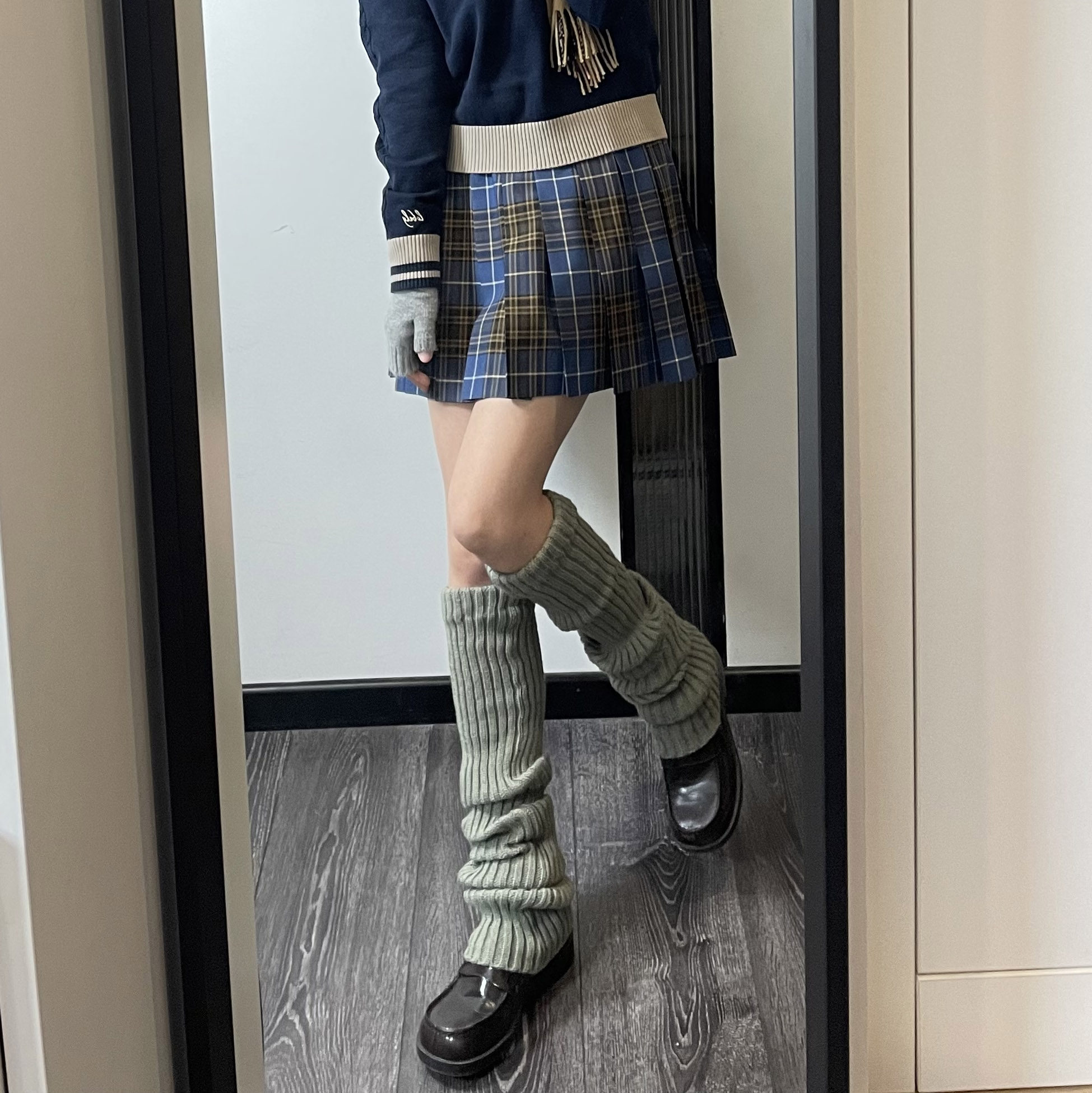 原创灰色中筒袜子堆堆袜日系原宿风保暖亚文化软妹y2k长筒jk腿套