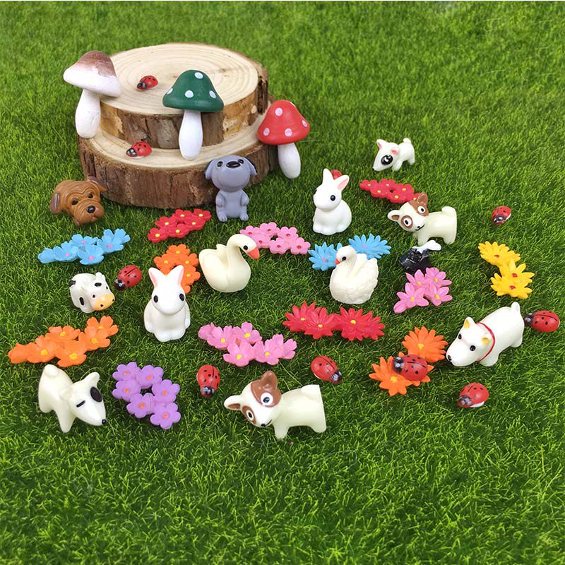小动迷你装饰品鱼缸植物盆栽田园小田材料动物摆件