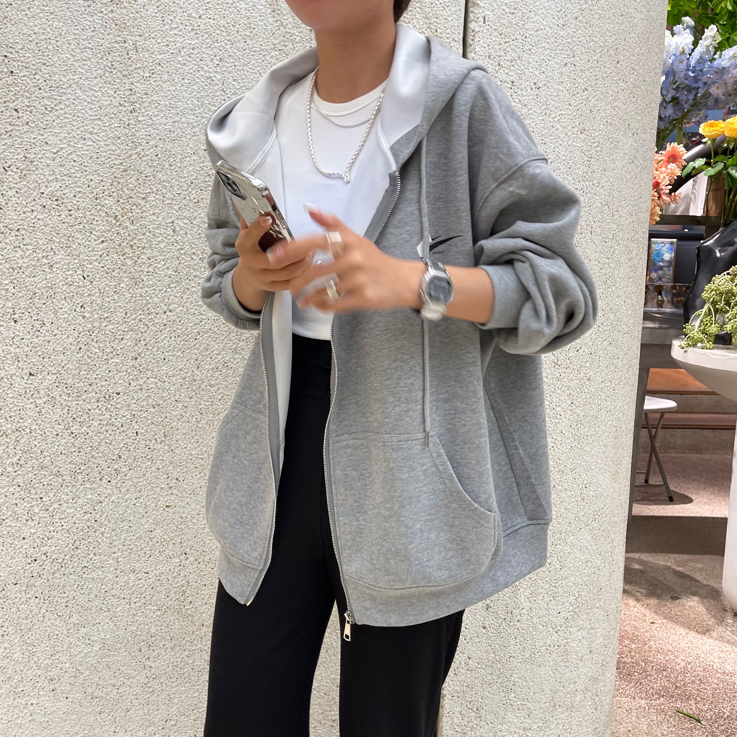 连帽开衫卫衣女ins2021春季新款宽松韩版慵懒外套卫衣