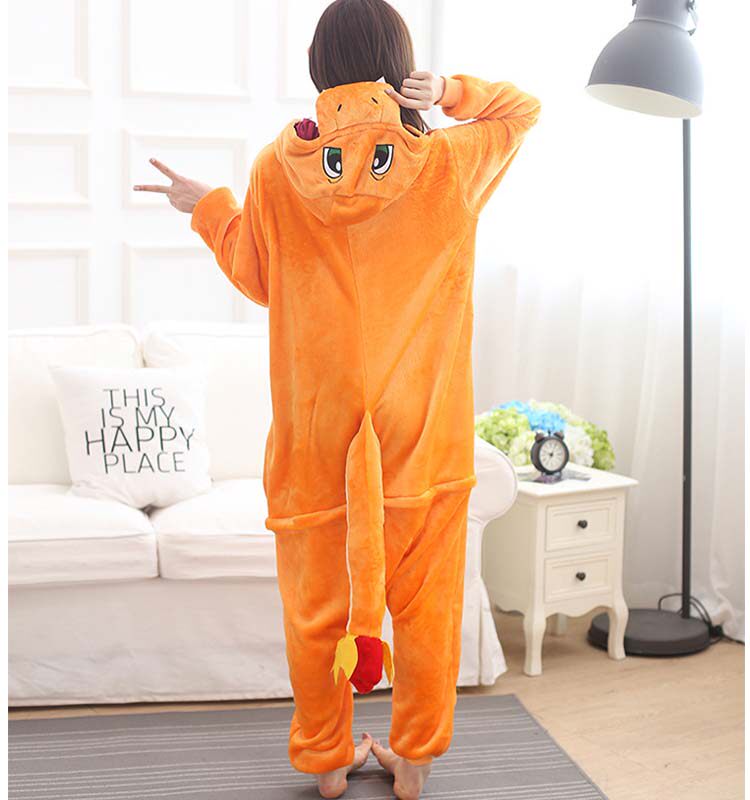 儿童小火火龙动物连体睡衣秋冬卡通可爱男女睡衣