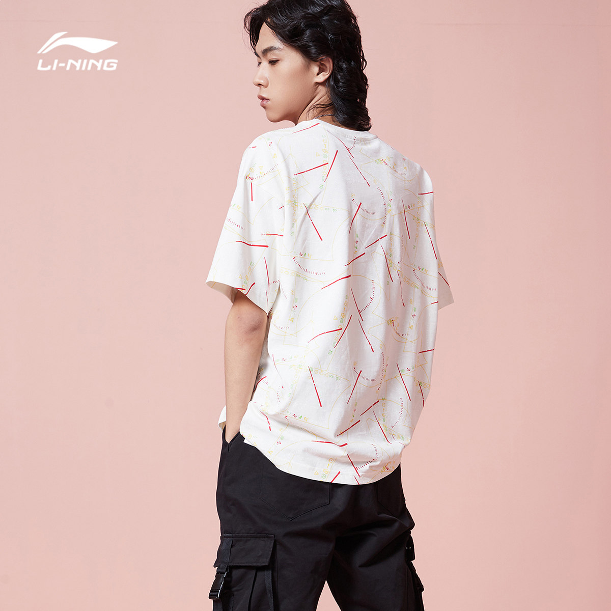 中国李宁短袖恤男红旗圆领套头半袖上衣春夏季运动t恤