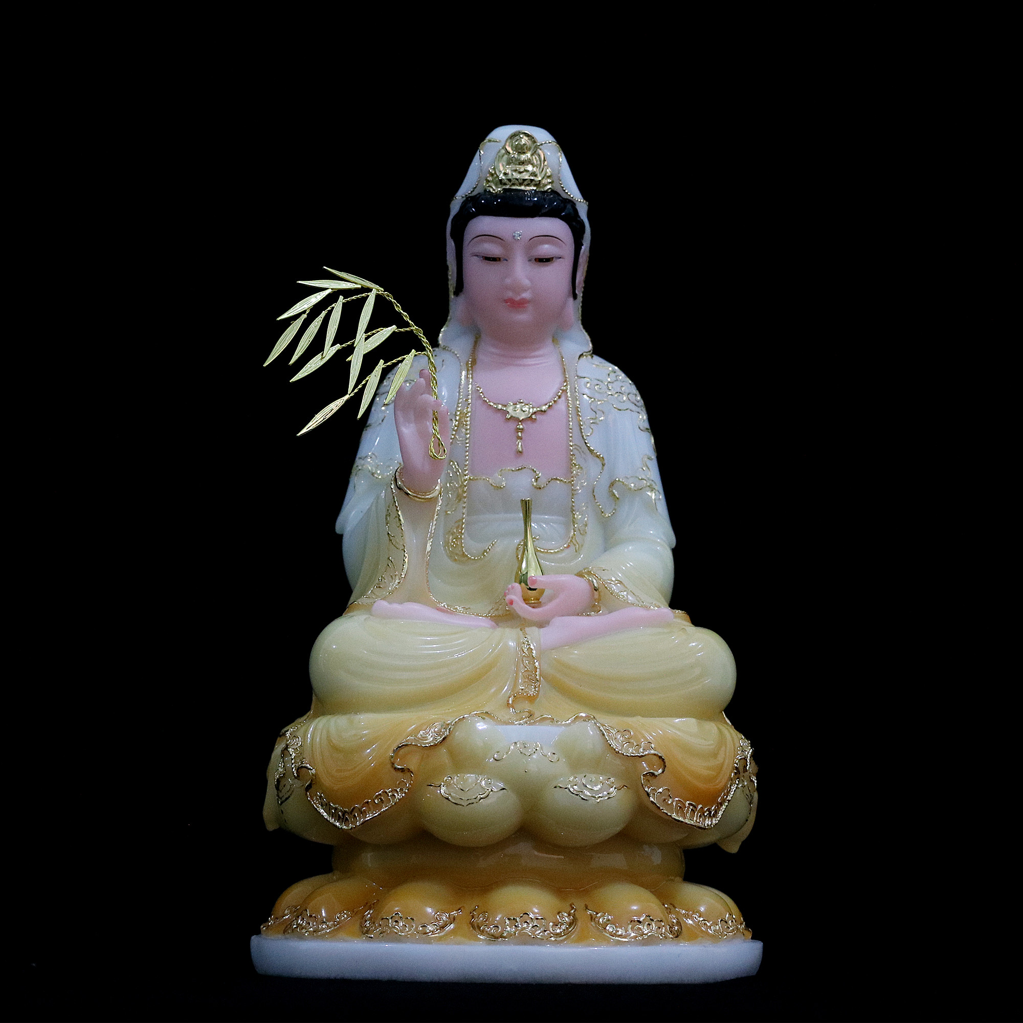 包邮汉白玉观世音菩萨像保平安南海观音佛像家用摆件