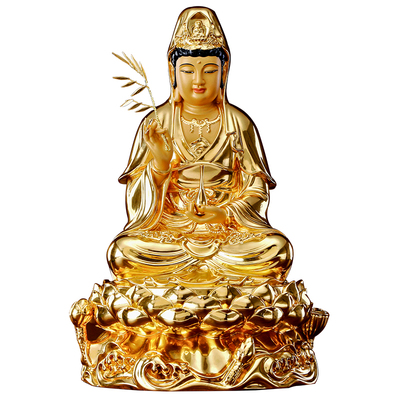 家用台湾手工贴金纯铜观音佛像供奉南海观世音菩萨观音像客厅摆件