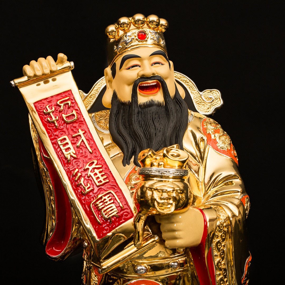 台湾铜雕开光财神爷佛像纯铜盛凡鎏金招财供奉摆件