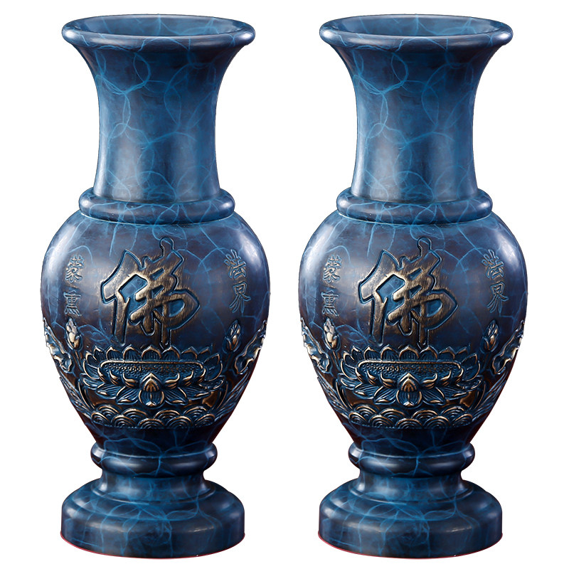 花瓶纯铜供佛插花家用一对观音净水水瓶佛前花瓶