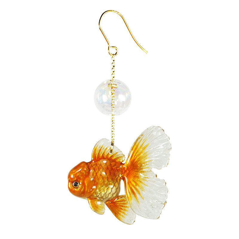 春晓泰狮金鱼耳环原创设计锦鲤转运招财配饰耳环