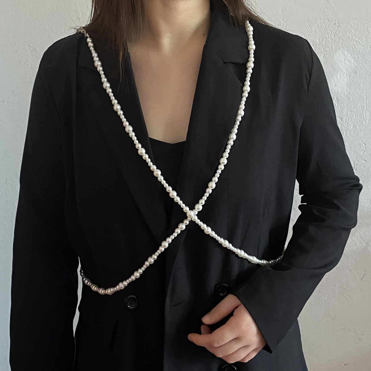 嘻哈个性简约背带珍珠腰链女时尚穿搭文艺休闲腰带