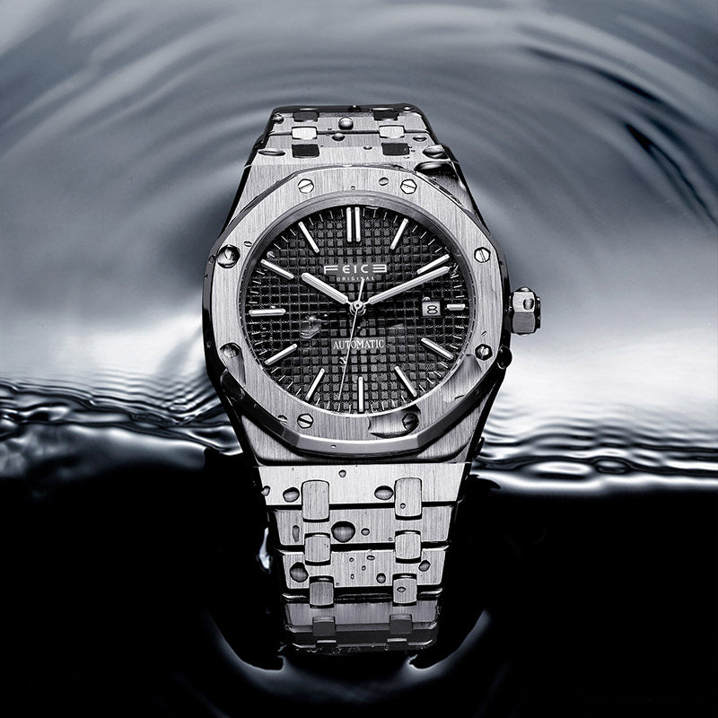 飞克fm019ap新款全自动机械表时尚商务男士手表防水夜光精钢男表
