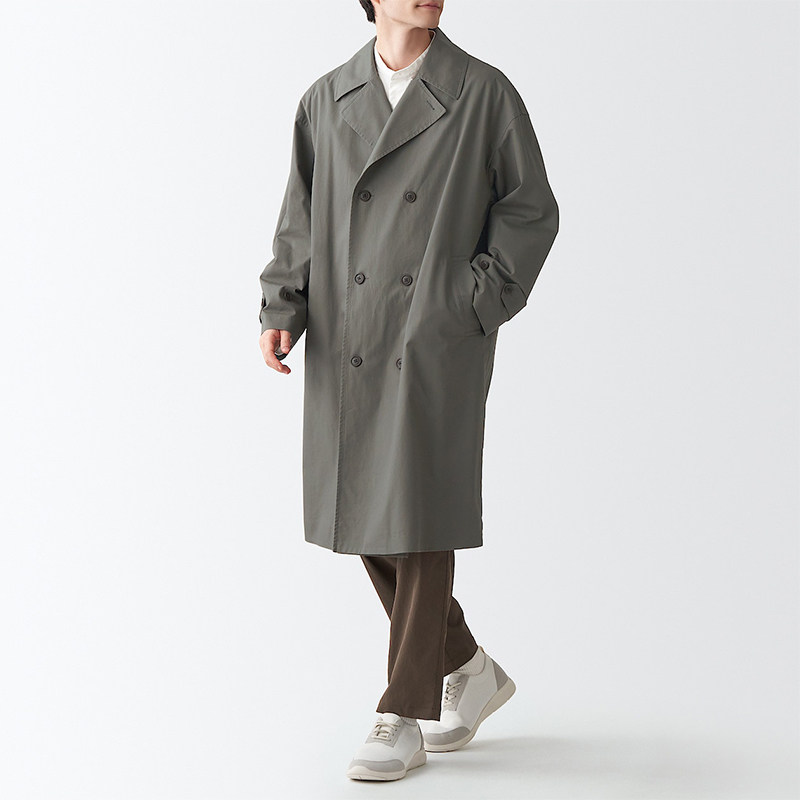 无印良品双排风衣外套宽版防水不沾沾水派克克服风衣